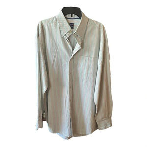 T. Harris London men’s long sleeve button down dress shirt SZ XL green lavender